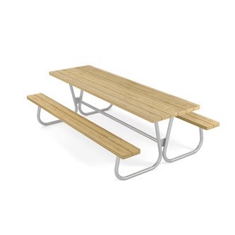 Rørvik picnicbord i fyrretræ, galvaniseret stel 233x70 H72 cm